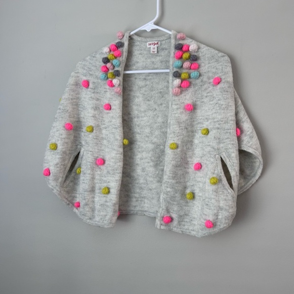 Cat & Jack Gray‎ Kids Cape with Colorful Pom-Poms